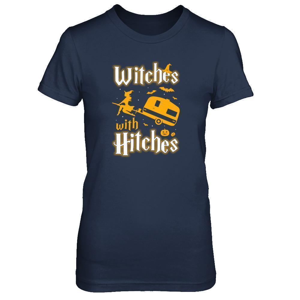 Witches With Hitches Camping Funny Halloween-T-Shirt & Tank Top-Women's T-Shirt-Navy