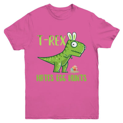 Funny Easter Bunny Dinosaur T-Rex Hates Egg Hunts Youth-Youth Shirt-Youth T-Shirt-Heliconia