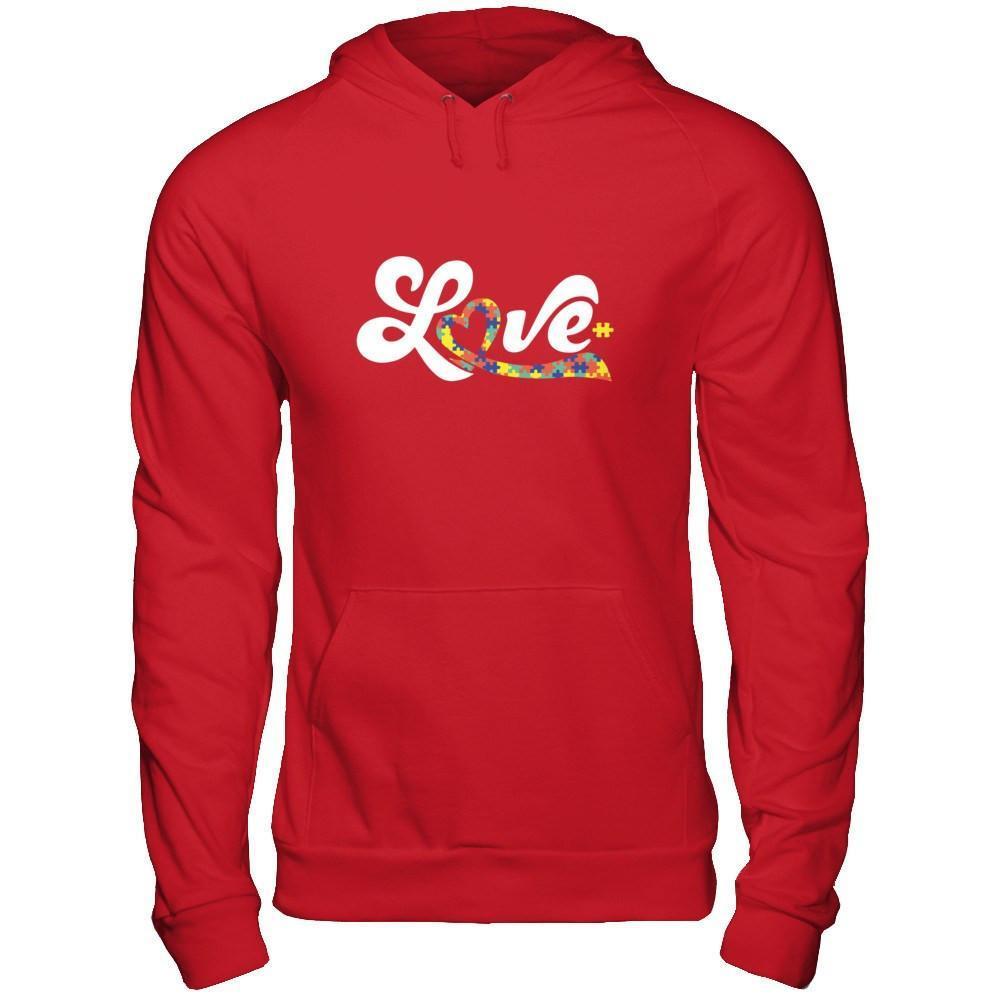 Love Autism Awareness-T-Shirt & Hoodie-Pullover Hoodie-Red