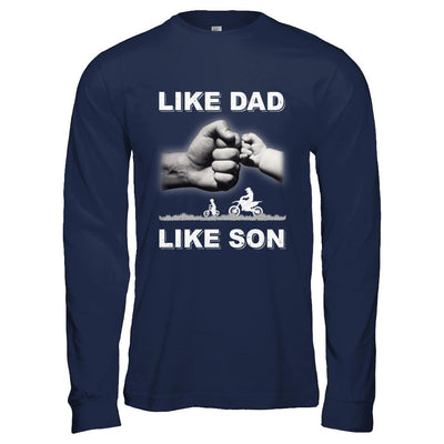 Like Dad Like Son Motorcross Dirtbike Fathers Day-T-Shirt & Hoodie-Long Sleeve T-Shirt-Navy