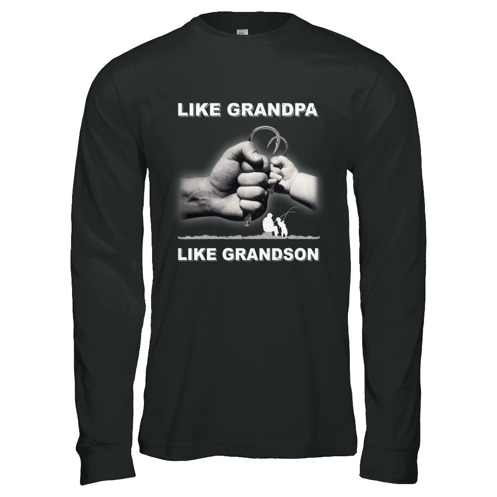 Like Grandpa Like Grandson Fishing Fish Fathers Day-T-Shirt & Hoodie-Long Sleeve T-Shirt-Black