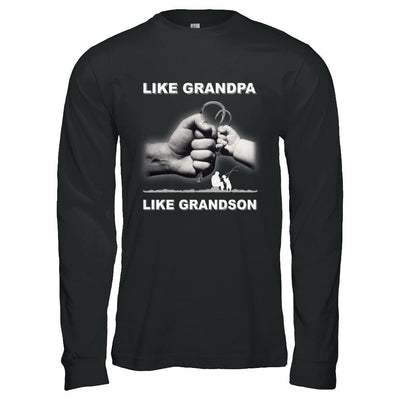 Like Grandpa Like Grandson Fishing Fish Fathers Day-T-Shirt & Hoodie-Long Sleeve T-Shirt-Black