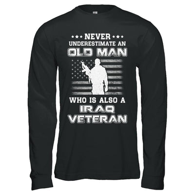 Never Underestimate An Old Man Iraq Veteran-T-Shirt & Hoodie-Long Sleeve T-Shirt-Black