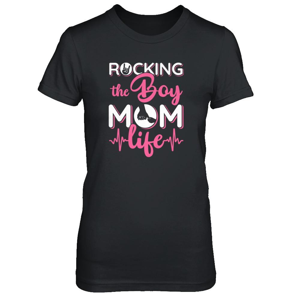 Rocking The Boy Mom Life-T-Shirt & Tank Top-Women's T-Shirt-Black