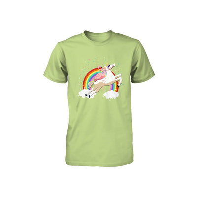 Flamingo Pink Bird Riding Unicorn Youth-Youth Shirt-Toddler T-Shirt-Key Lime