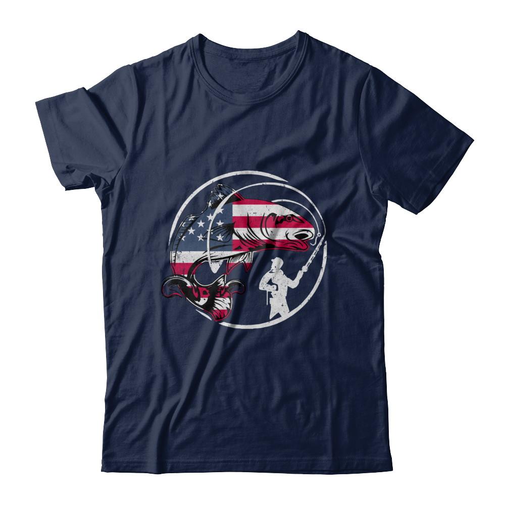 American Flag Fishing Vintage 4Th July Gifts-T-Shirt & Hoodie-Classic T-Shirt-Navy