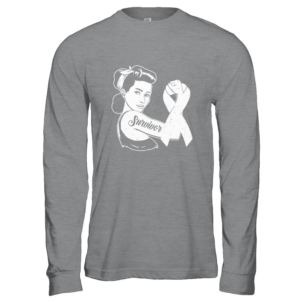 We Can Cure It Lung Cancer Clear Awareness Survivor-T-Shirt & Hoodie-Long Sleeve T-Shirt-Sport Grey