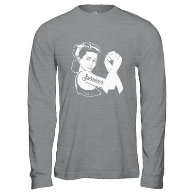 We Can Cure It Lung Cancer Clear Awareness Survivor-T-Shirt & Hoodie-Long Sleeve T-Shirt-Sport Grey