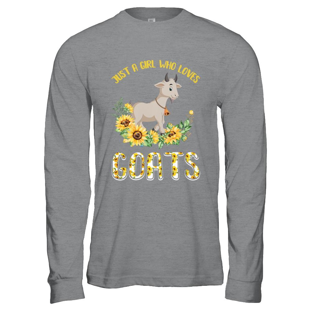 Just A Girl Who Loves Goats And Sunflowers-T-Shirt & Hoodie-Long Sleeve T-Shirt-Sport Grey