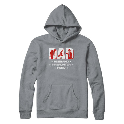 Dad Husband FIREFIGHTER Hero FireMan Fathers Day-T-Shirt & Hoodie-Pullover Hoodie-Light Steel