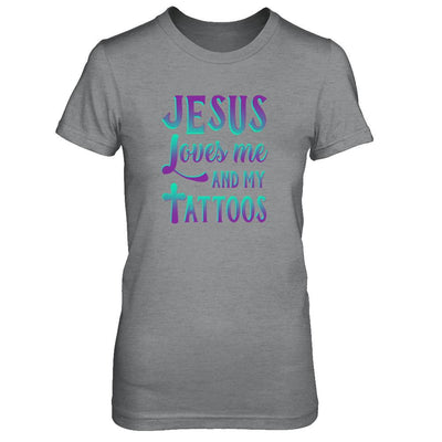 Jesus Just Love Me And My Tattoos Christian-T-Shirt & Tank Top-Women's T-Shirt-Sport Grey