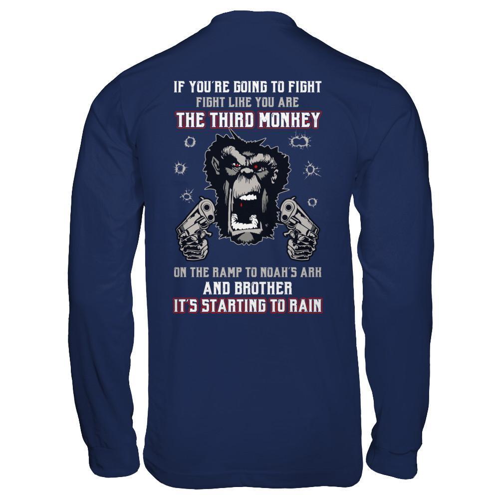 If You're Going To Fight Fight Like You're The Third Monkey-T-Shirt & Hoodie-Long Sleeve T-Shirt-Navy