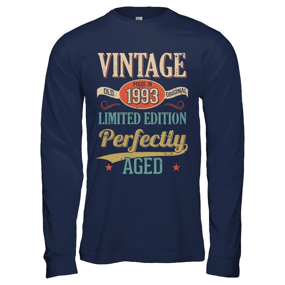 Vintage Premium Made In 1993 28th Birthday Gift-T-Shirt & Hoodie-Long Sleeve T-Shirt-Navy