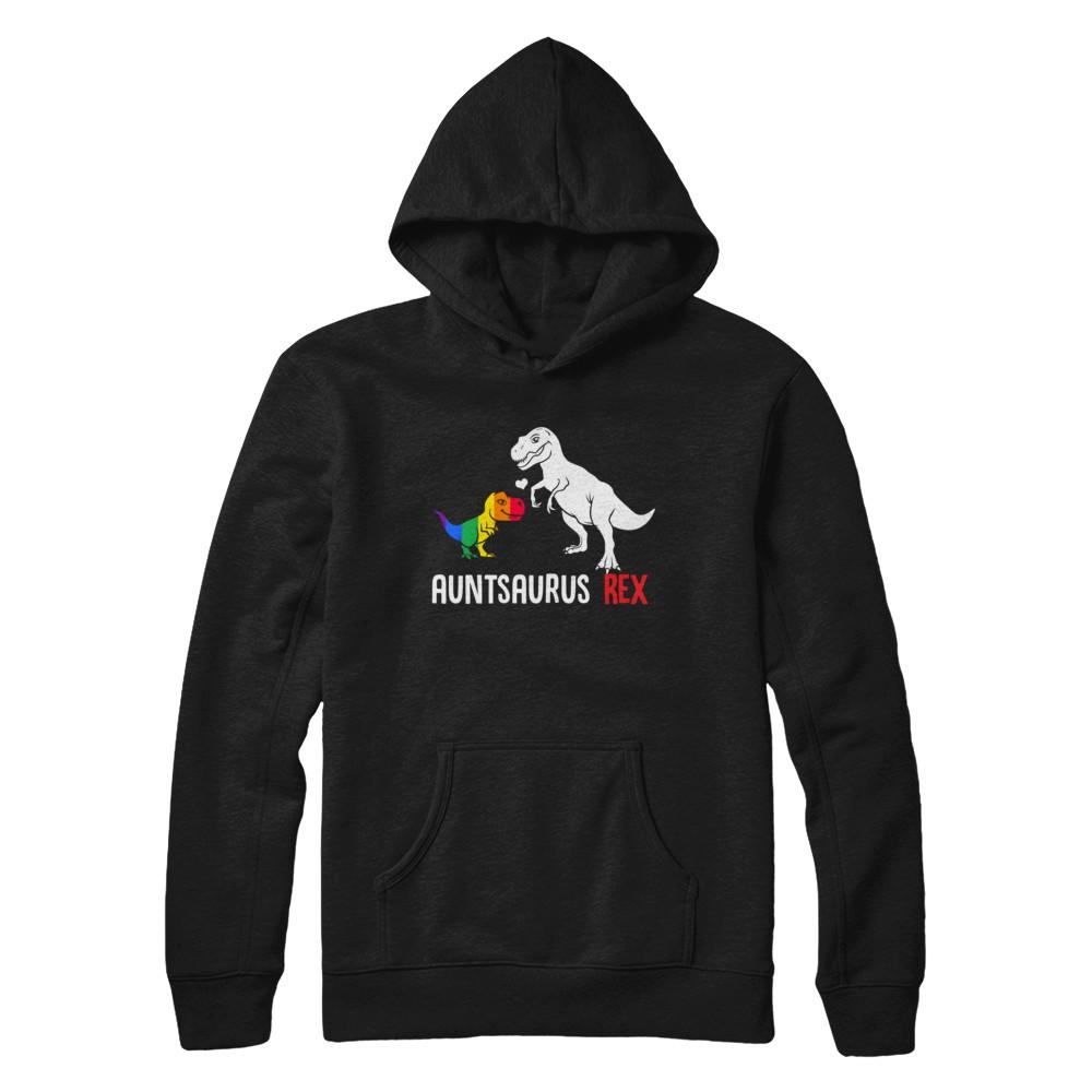 Aunt Saurus Auntsaurus T-Rex Dinosaur LGBT Support-T-Shirt & Hoodie-Pullover Hoodie-Black