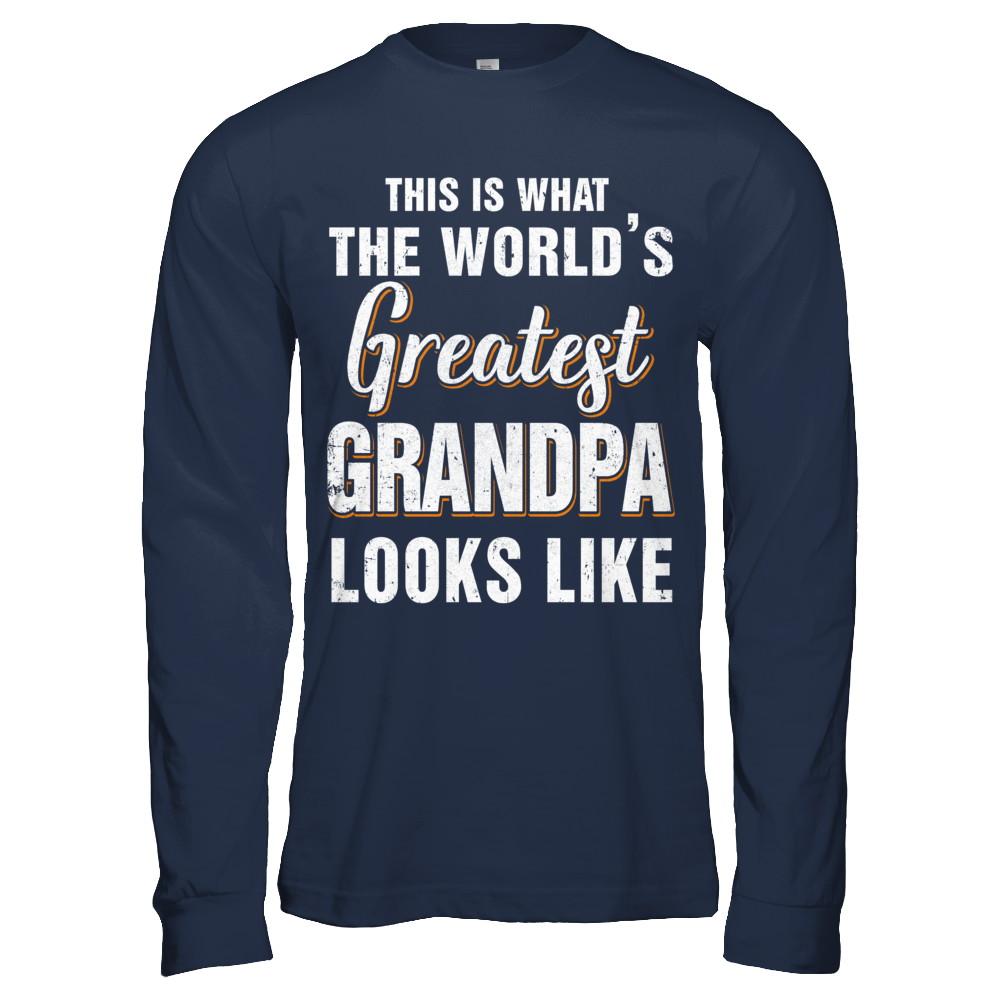 What World's Greatest Grandpa Looks Like Fathers Day-T-Shirt & Hoodie-Long Sleeve T-Shirt-Navy