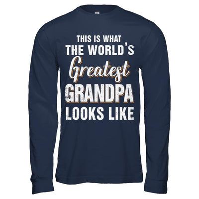 What World's Greatest Grandpa Looks Like Fathers Day-T-Shirt & Hoodie-Long Sleeve T-Shirt-Navy