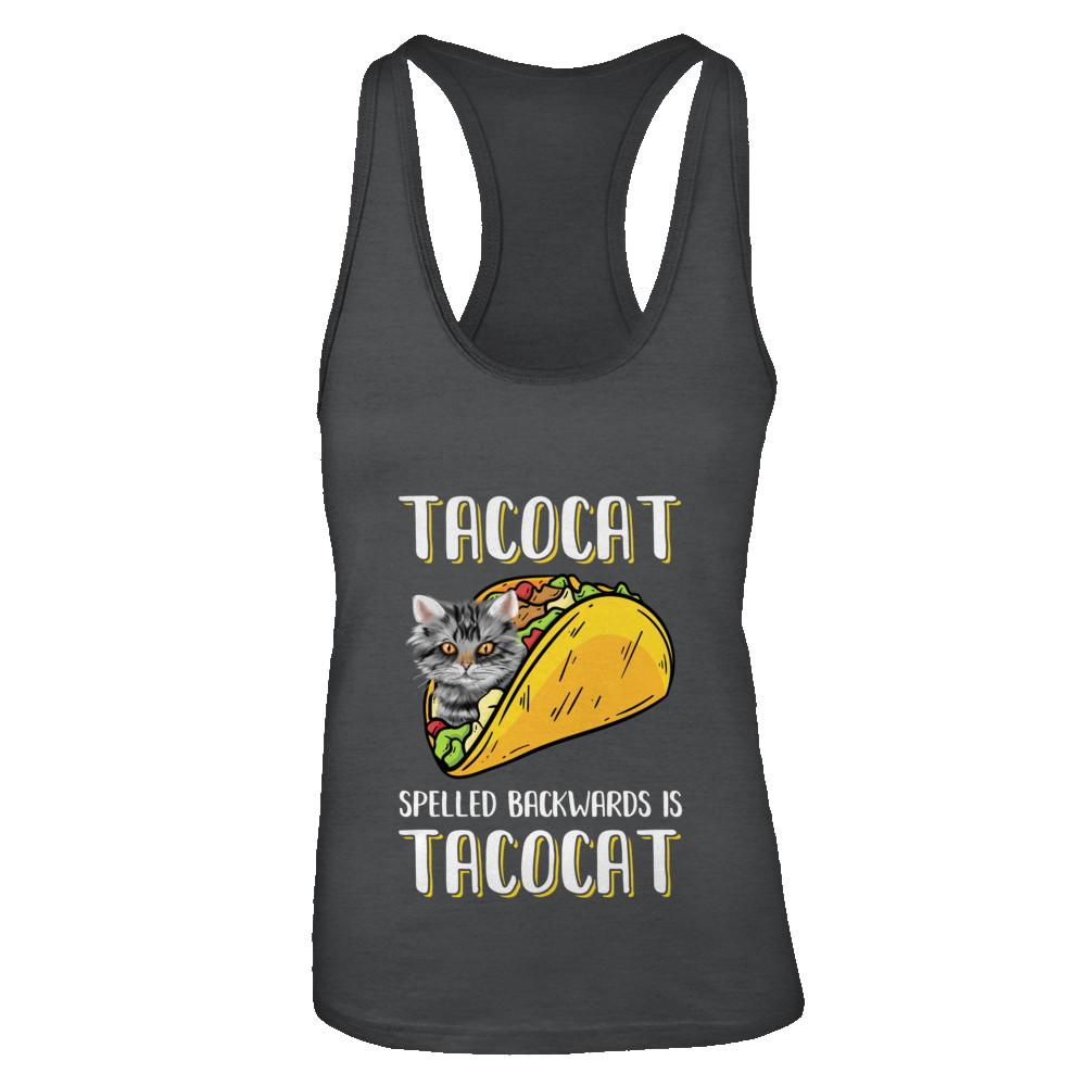 Tacocat Spelled Backwards Is Tacocat Tacos Cat-T-Shirt & Tank Top-Women's Ideal Racerback Tank-Black