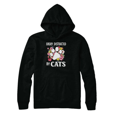 Easily Distracted By Cats-T-Shirt & Tank Top-Pullover Hoodie-Black