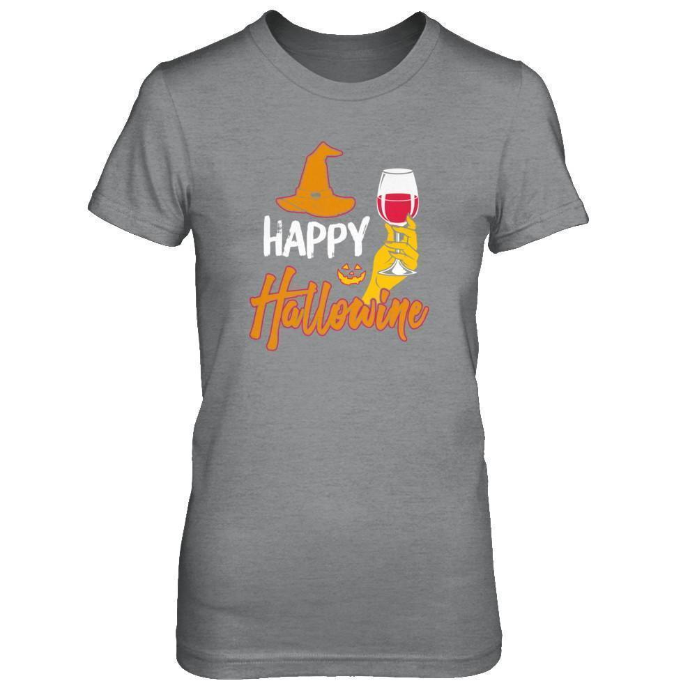 Halloween Happy Hallowine For Wine Lover-T-Shirt & Tank Top-Women's T-Shirt-Sport Grey
