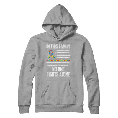 In This Family No One Fights Alone Autism Awareness-T-Shirt & Hoodie-Pullover Hoodie-Light Steel