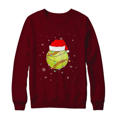 Santa Hat Softball Christmas Gifts-T-Shirt & Sweatshirt-Crewneck Sweatshirt-Maroon