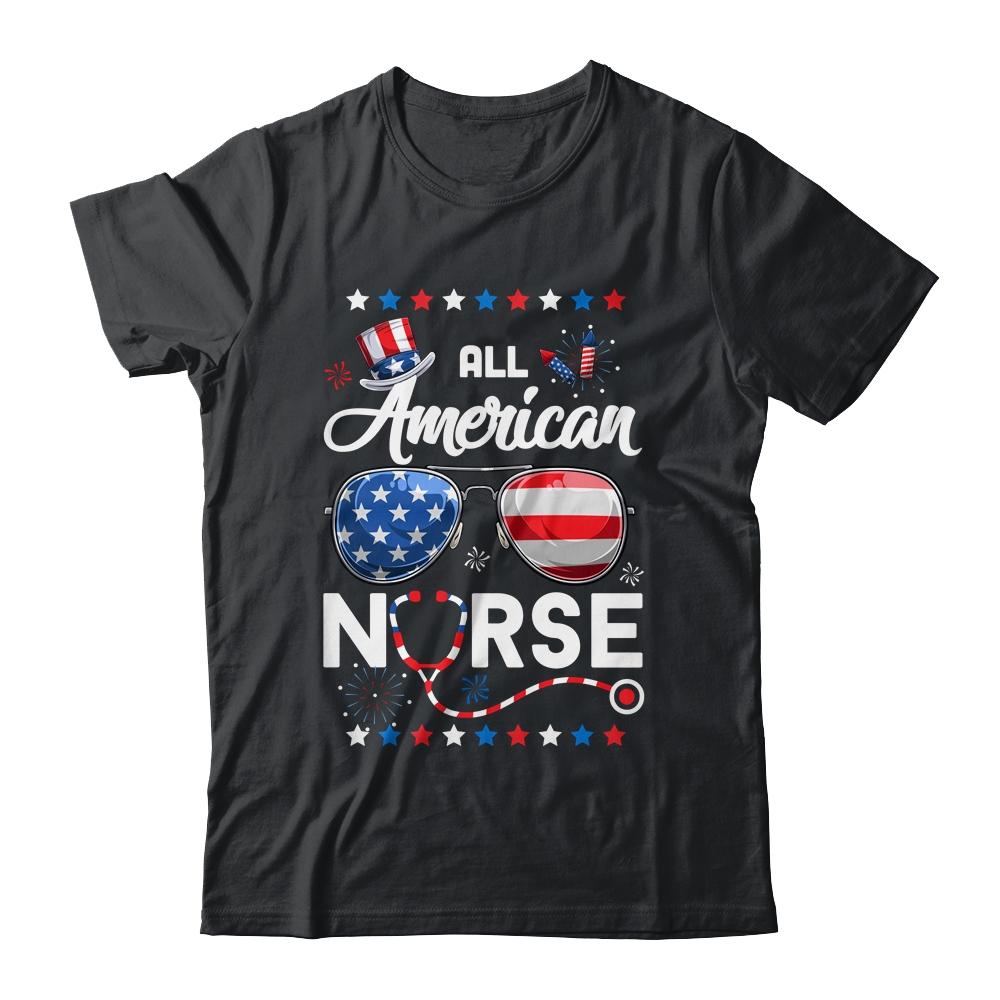 4th Of July All American Nurse Independence Day-T-Shirt & Tank Top-Classic T-Shirt-Black