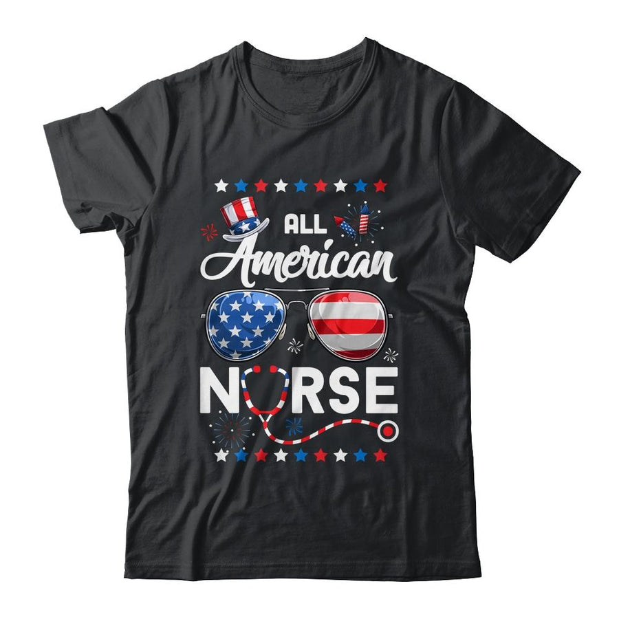 4th Of July All American Nurse Independence Day-T-Shirt & Tank Top-Classic T-Shirt-Black