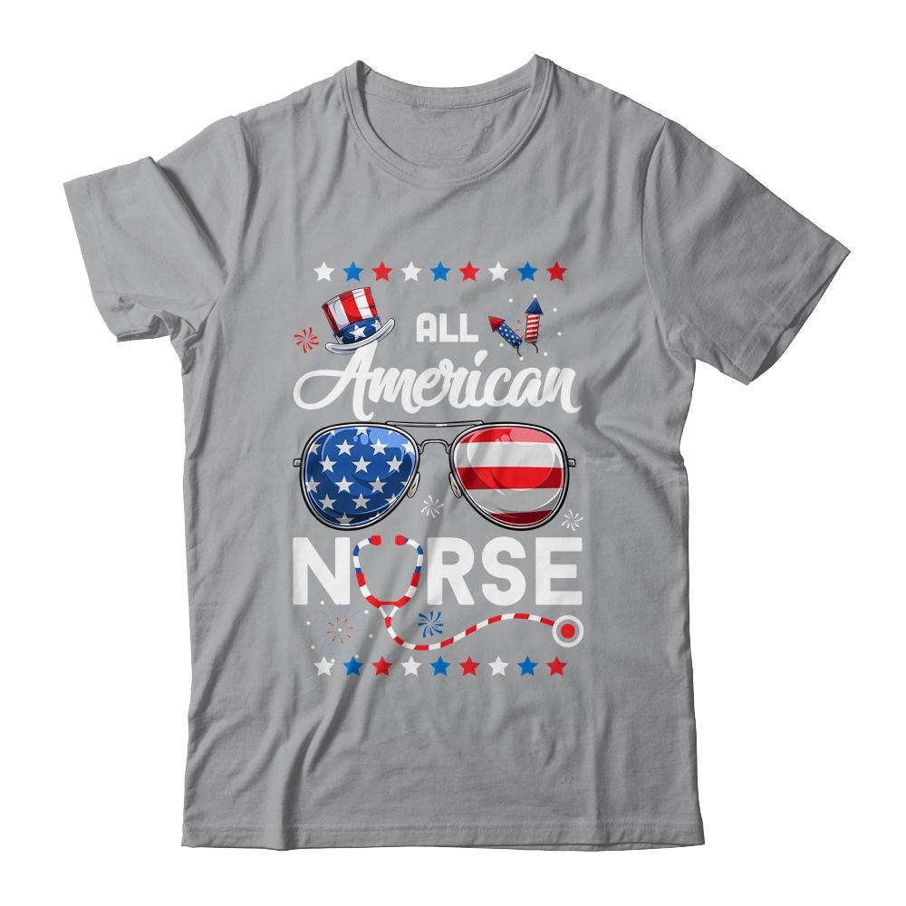 4th Of July All American Nurse Independence Day-T-Shirt & Tank Top-Classic T-Shirt-Sport Grey