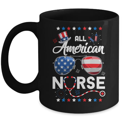 4th Of July All American Nurse Independence Day Mug-Coffee Mug-Mug-Black