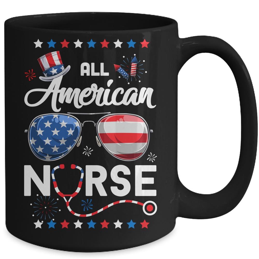 4th Of July All American Nurse Independence Day Mug-Coffee Mug-