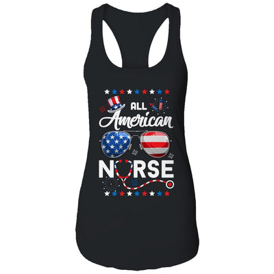 4th Of July All American Nurse Independence Day-T-Shirt & Tank Top-Women's Ideal Racerback Tank-Black