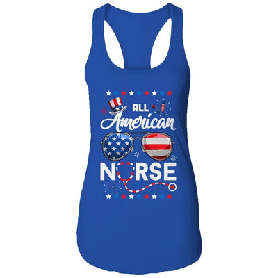 4th Of July All American Nurse Independence Day-T-Shirt & Tank Top-Women's Ideal Racerback Tank-Royal