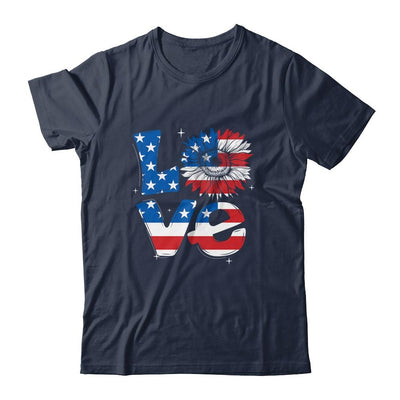 4th Of July Love Sunflower Patriotic American Flag-T-Shirt & Tank Top-Classic T-Shirt-Navy