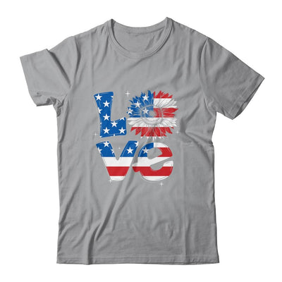 4th Of July Love Sunflower Patriotic American Flag-T-Shirt & Tank Top-Classic T-Shirt-Sport Grey