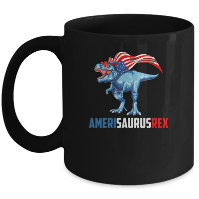 4th Of July T Rex Dinosaur Amerisaurus Rex Boys Kids Men Mug-Coffee Mug-Mug-Black