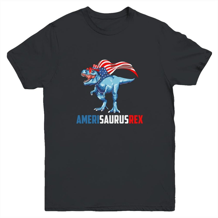 4th Of July T Rex Dinosaur Amerisaurus Rex Boys Kids Men Youth-Youth Shirt-Youth T-Shirt-Black
