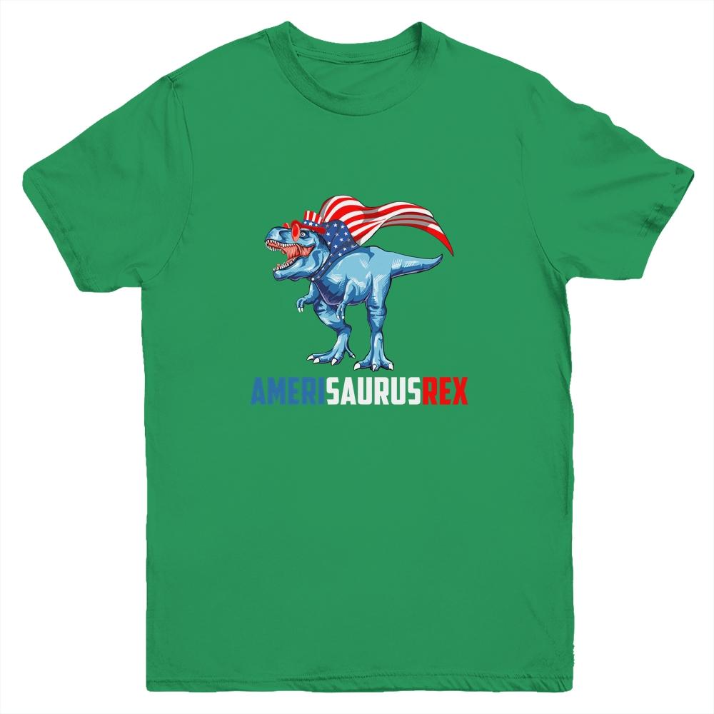 4th Of July T Rex Dinosaur Amerisaurus Rex Boys Kids Men Youth-Youth Shirt-Youth T-Shirt-Irish Green