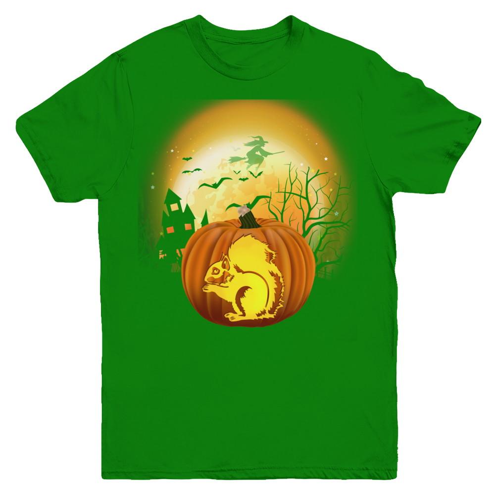 Pumpkin Squirrel Halloween Human Costume Youth-Youth Shirt-Youth T-Shirt-Irish Green