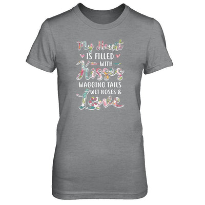 My Heart Is Filled With Kisses Wagging Tails Wet Noses Dog-T-Shirt & Tank Top-Women's T-Shirt-Sport Grey