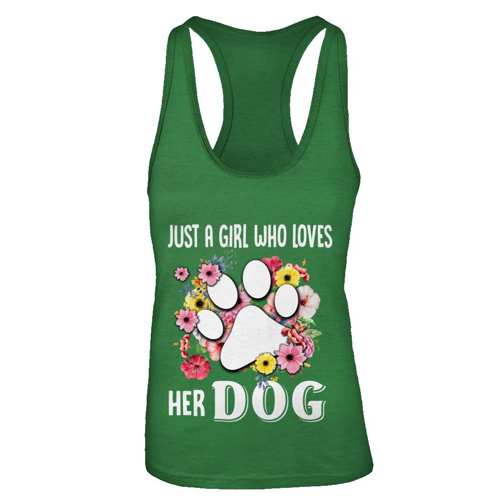 Just A Girl Who Loves Her Dog-T-Shirt & Tank Top-Women's Ideal Racerback Tank-Kelly Green