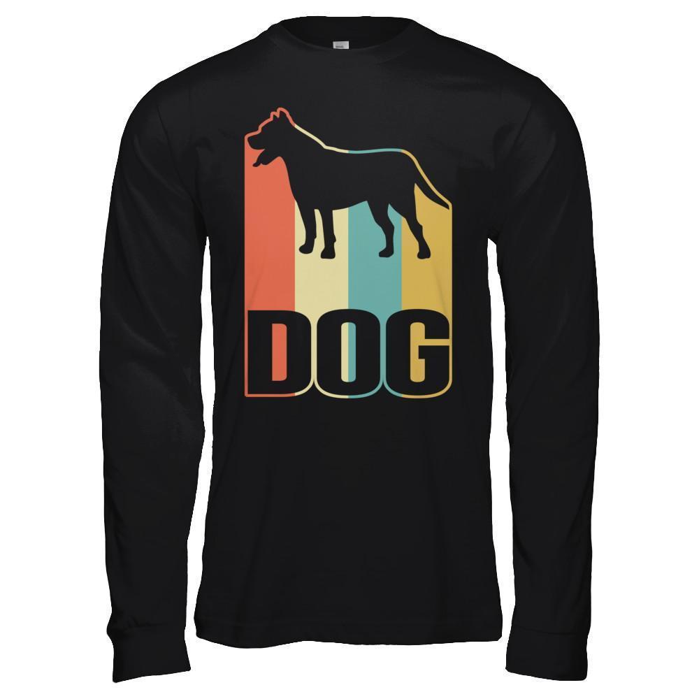 Classic Vintage Retro Style Dog-T-Shirt & Hoodie-Long Sleeve T-Shirt-Black