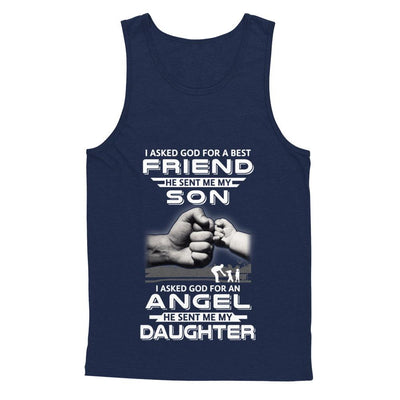 I Asked God For A Best Friend He Sent Me My Son And Angel Daughter-T-Shirt & Hoodie-Unisex Tank-Navy
