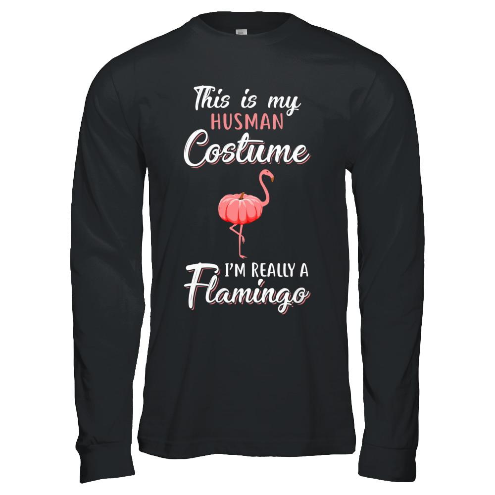 This Is My Human Costume I'm Really A Flamingo Halloween-T-Shirt & Hoodie-Long Sleeve T-Shirt-Black