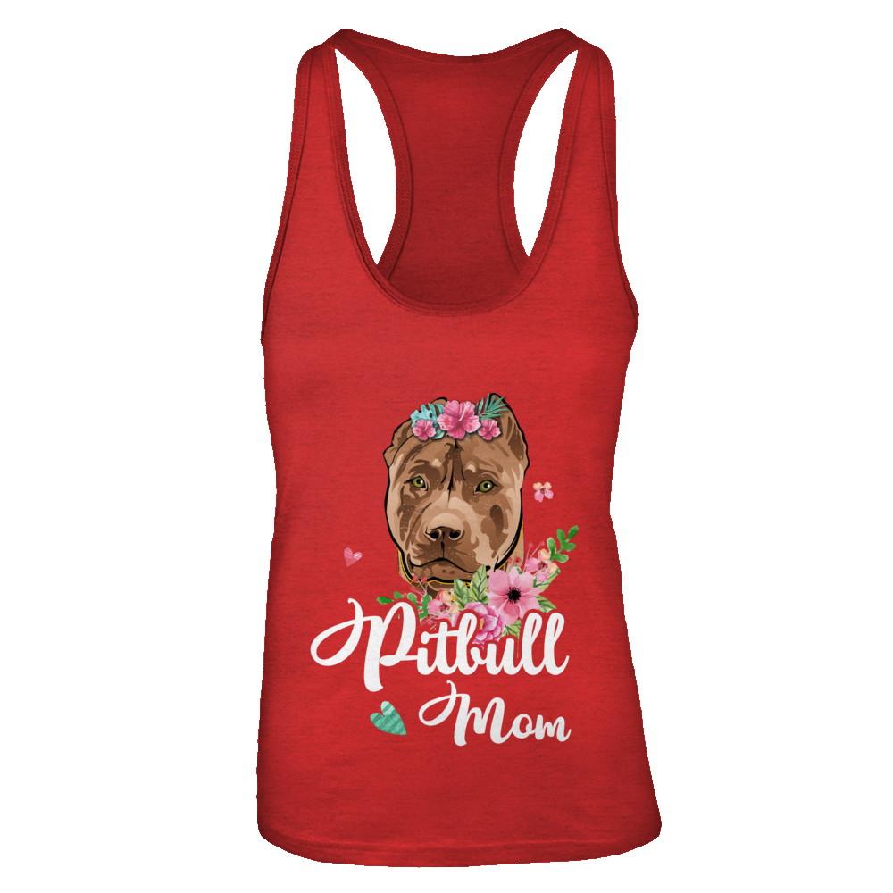 Pit bull Mom Funny Dog Mom Gift Idea-T-Shirt & Tank Top-Women's Ideal Racerback Tank-Red