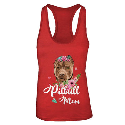 Pit bull Mom Funny Dog Mom Gift Idea-T-Shirt & Tank Top-Women's Ideal Racerback Tank-Red