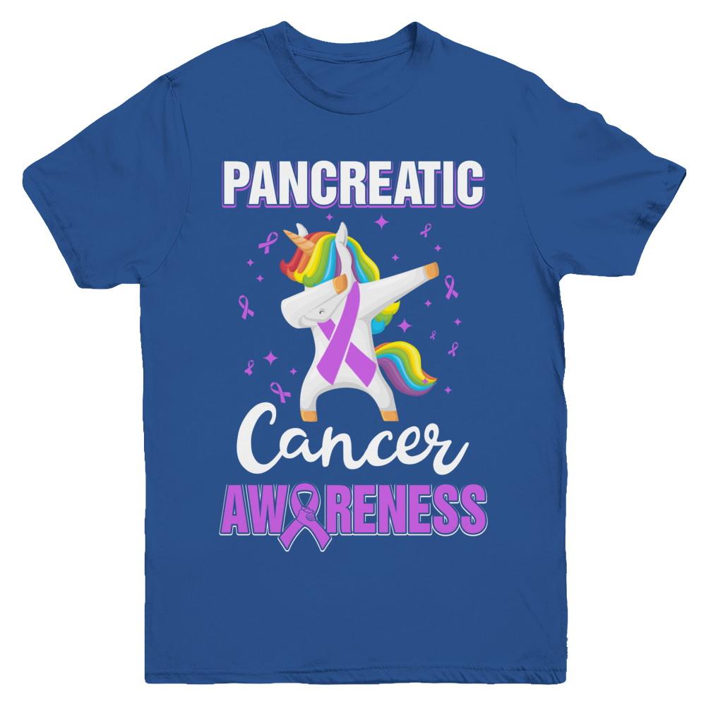 Inspirational Pancreatic Cancer Awareness Unicorn Support Youth-Youth Shirt-Youth T-Shirt-Royal