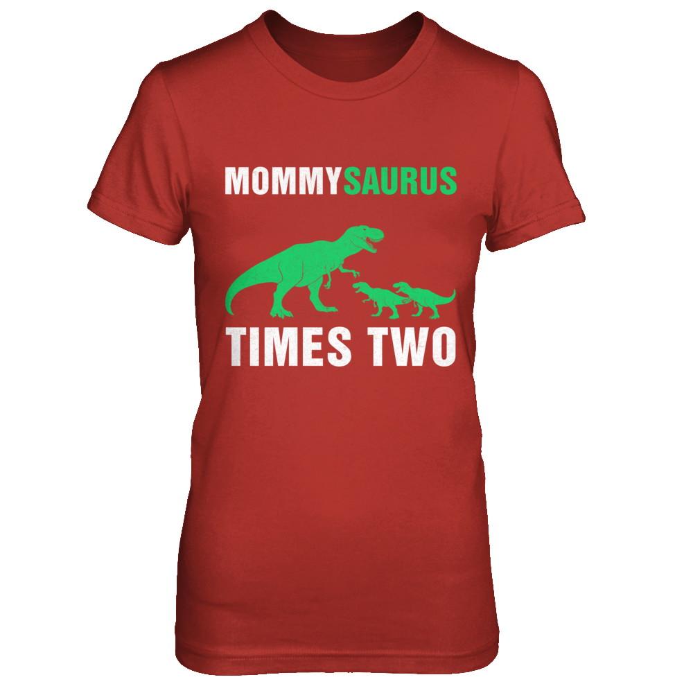 Mommysaurus Times Two Twins Mothers Day-T-Shirt & Hoodie-Women's T-Shirt-Red
