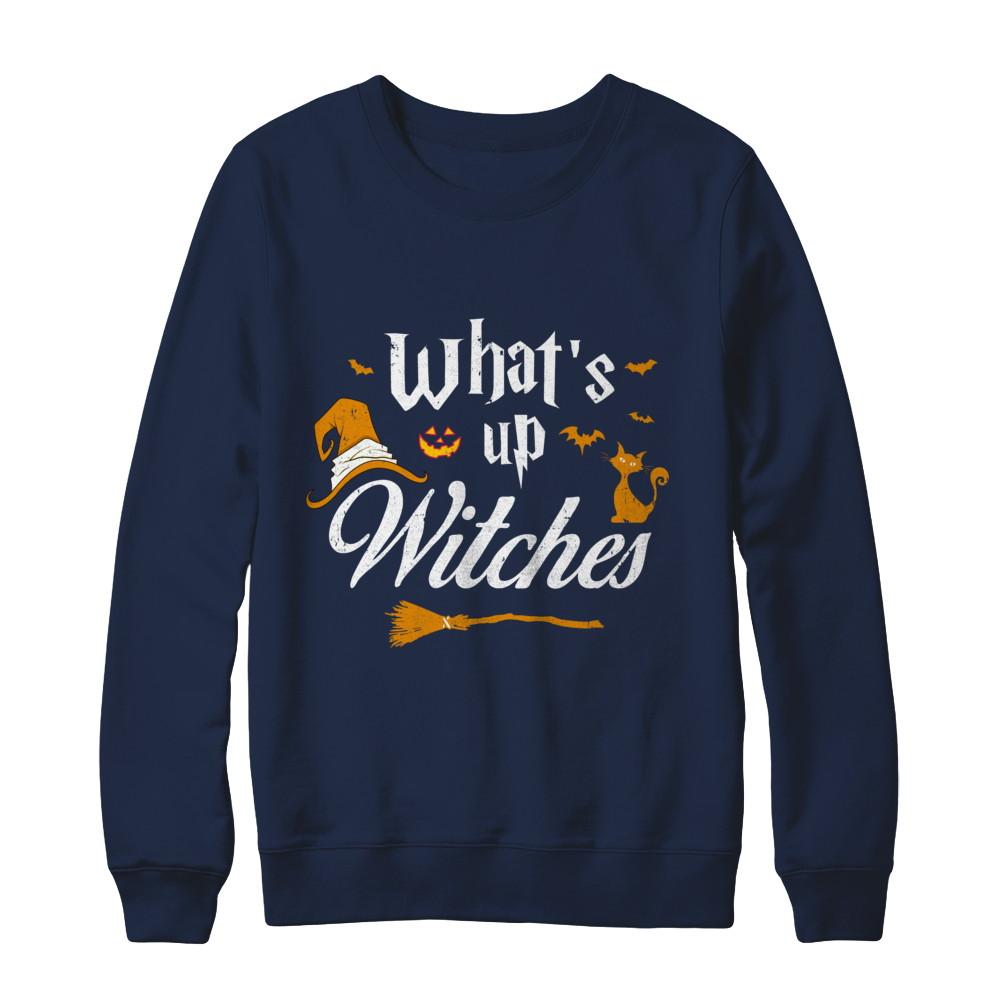 What's Up Witches-T-Shirt & Sweatshirt-Crewneck Sweatshirt-Navy