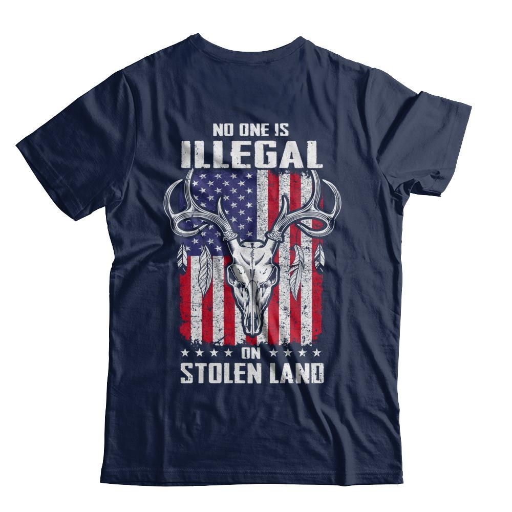 No One Is Illegal On Stolen Land Immigrants-T-Shirt & Hoodie-Classic T-Shirt-Navy