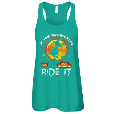 If The Broom Fits Witch Funny Happy Halloween-T-Shirt & Tank Top-Women's Flowy Racerback Tank-Kelly